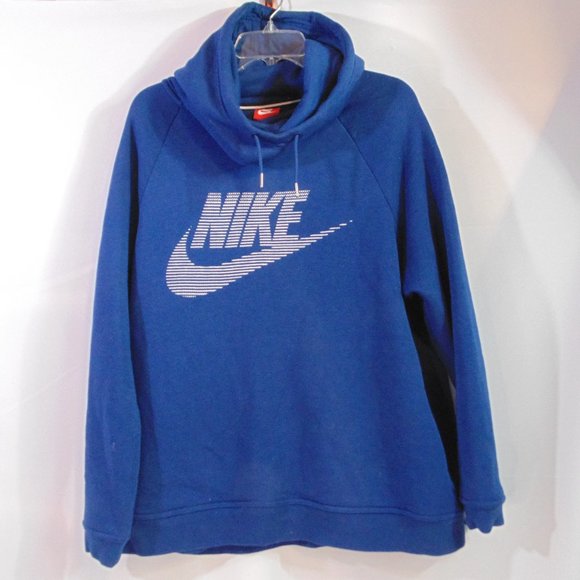 Nike Other - Nike Swoosh Sweatshirt Men's Cowl Neck Hoodie Blue w/ Pockets - XL
